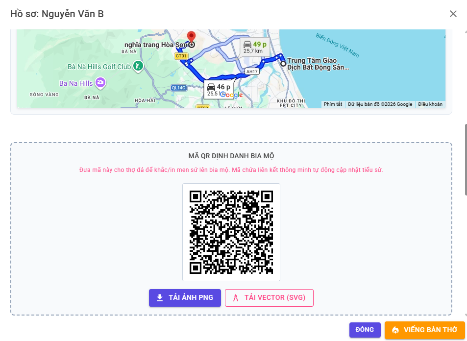 QRCode và định vị mộ phần